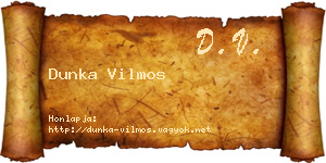 Dunka Vilmos névjegykártya